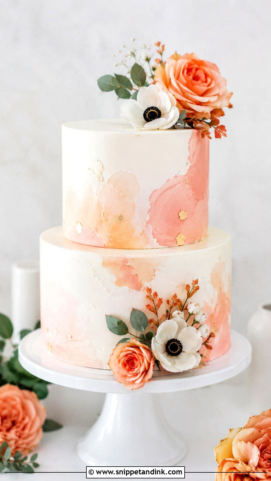 Two Tier Watercolor Wedding Cake - Snippet and Ink - 20 2 Step Wedding Cake Ideas