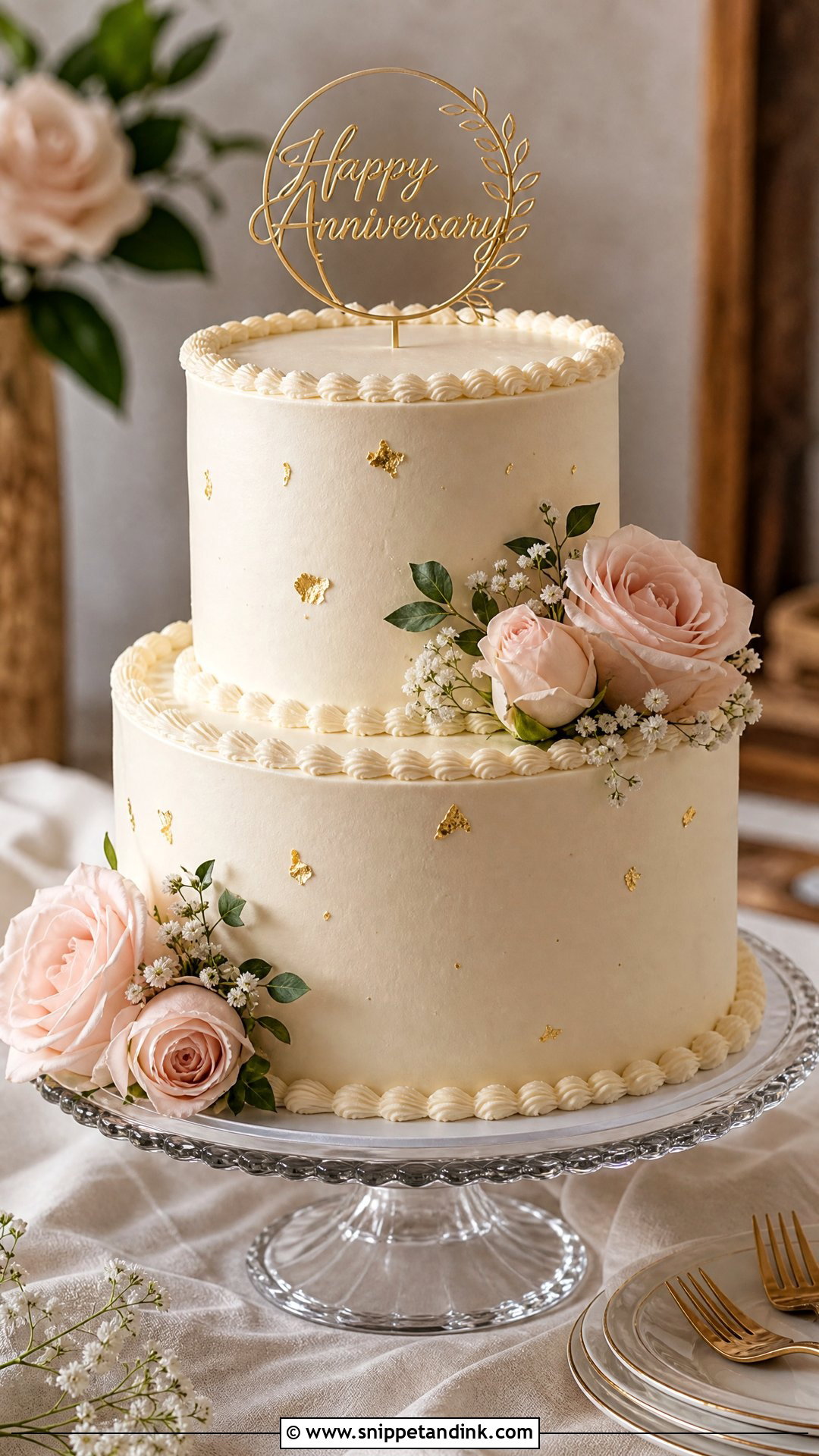 Two Tier Wedding Anniversary Cake - Snippet and Ink - 20 Wedding Anniversary Cake Ideas