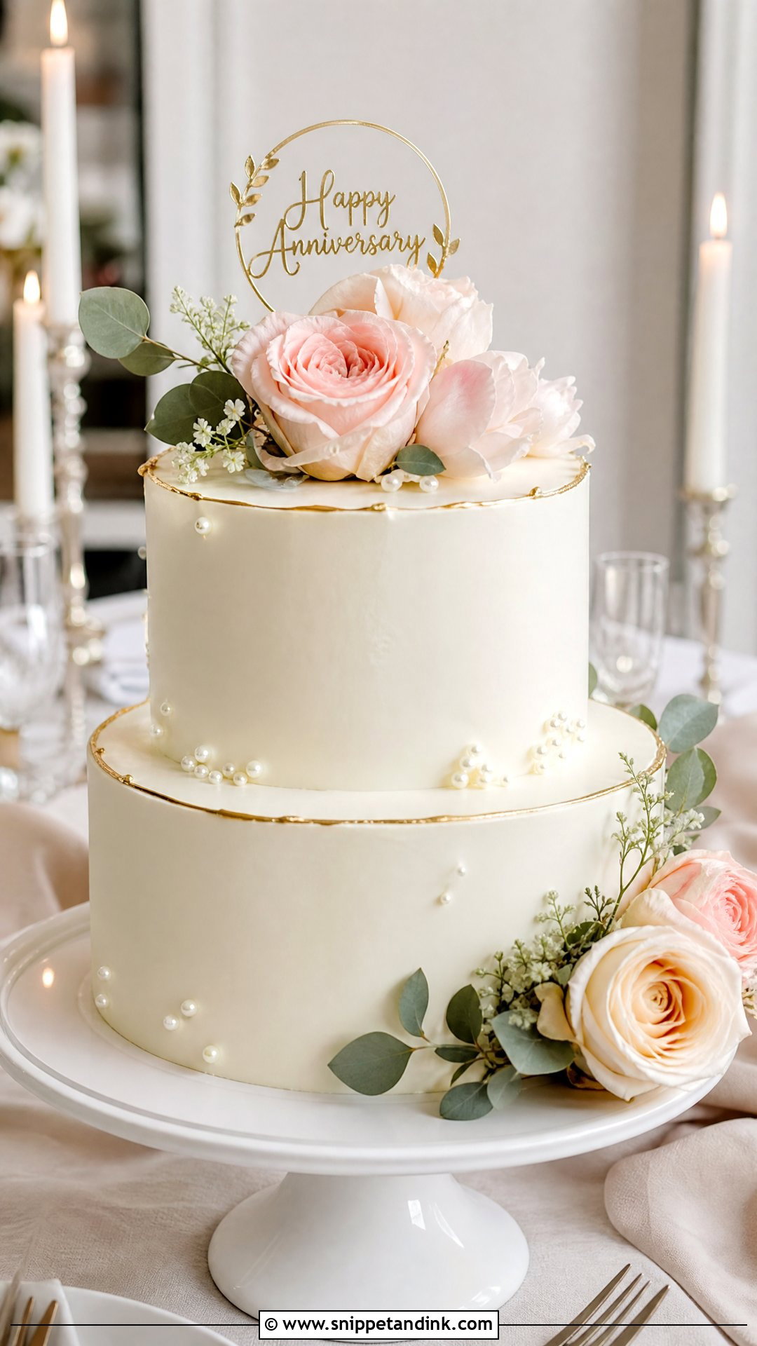 Two Tier Wedding Anniversary Cake - Snippet and Ink - 30 Wedding Anniversary Cake Design Ideas