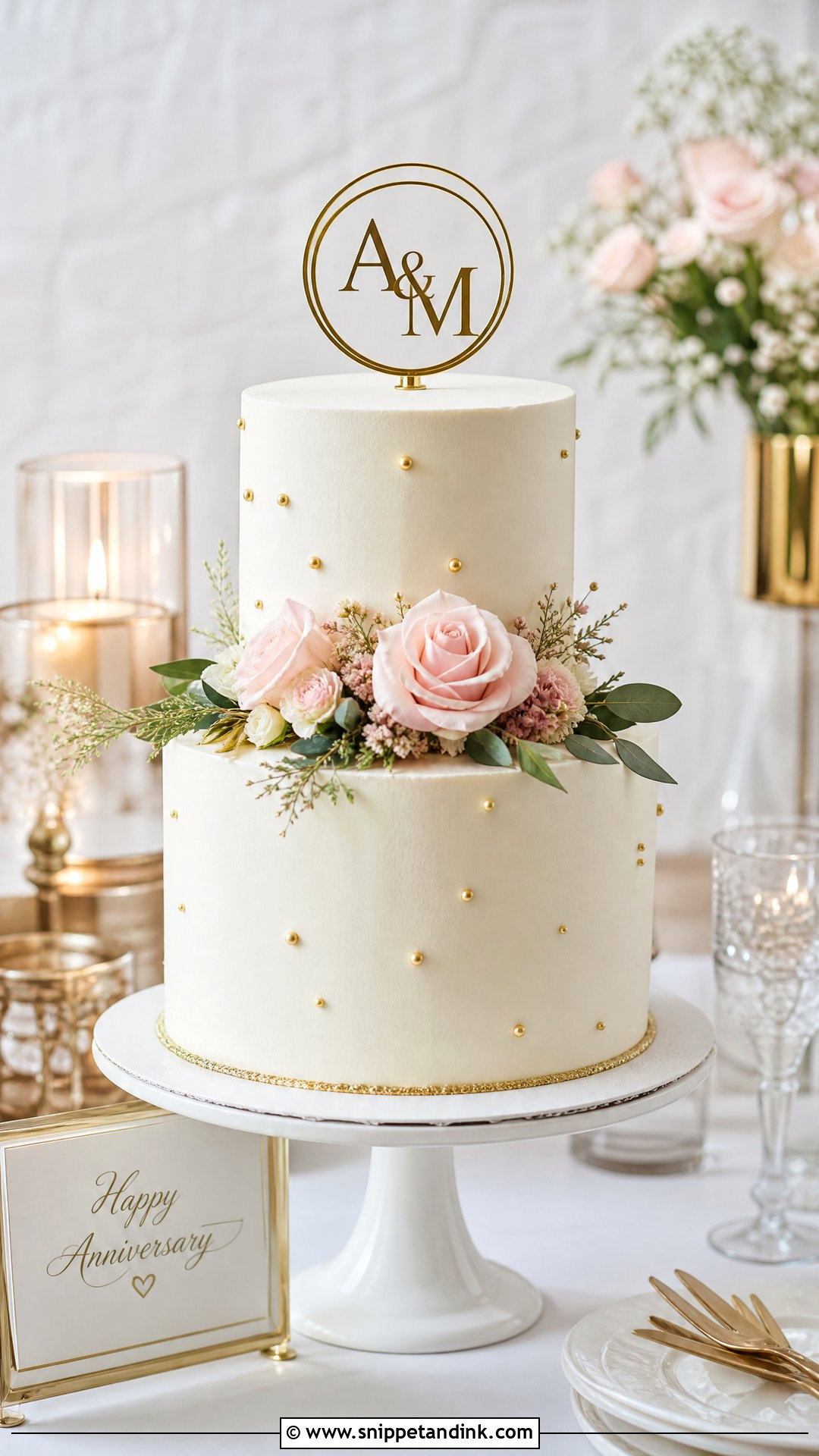 Two Tier Wedding Anniversary Cake - Snippet and Ink - 30 Wedding Anniversary Cakes