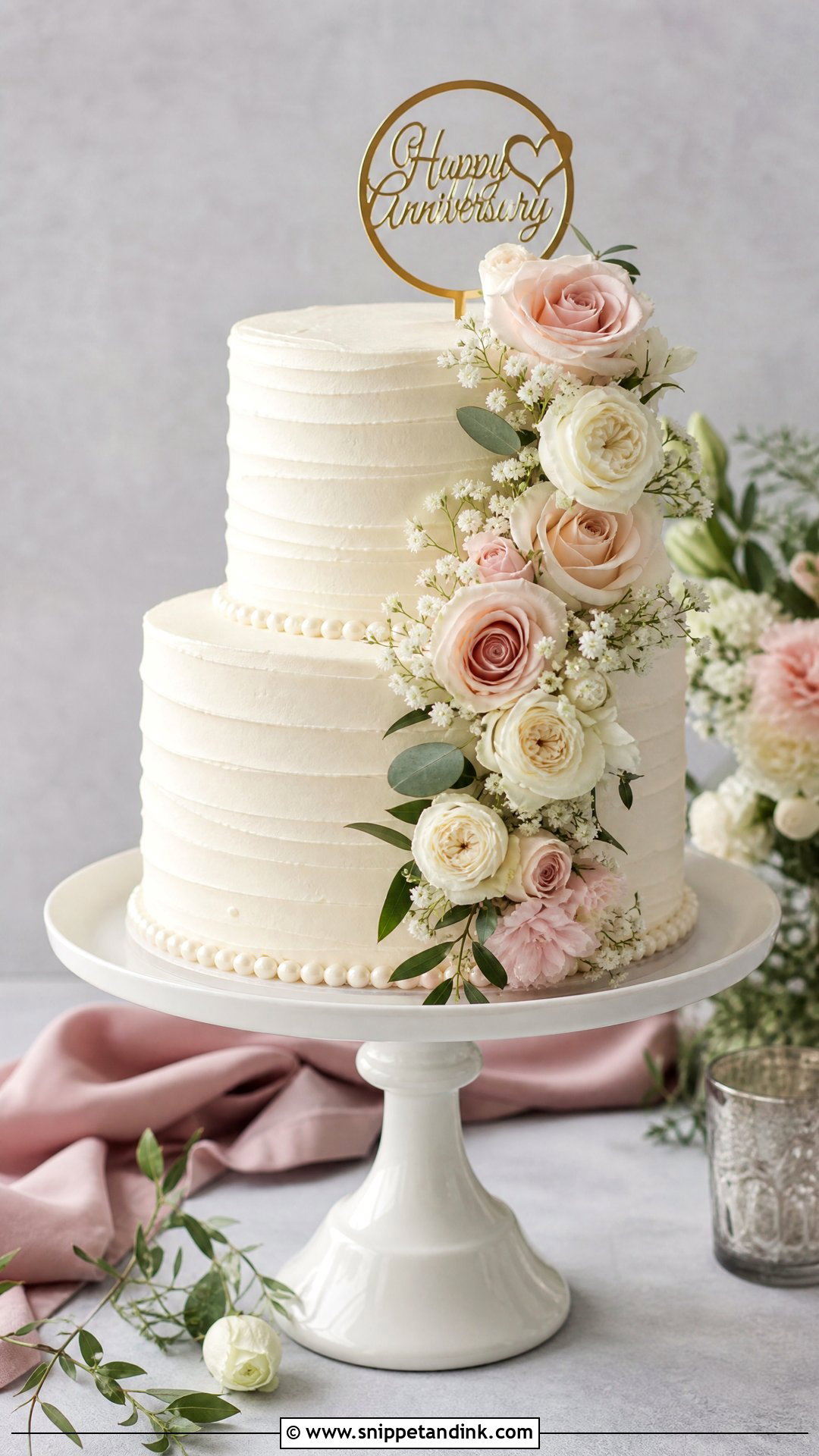 Two Tier Wedding Anniversary Cake - Snippet and Ink - 20 Simple Wedding Anniversary Cake Design Ideas