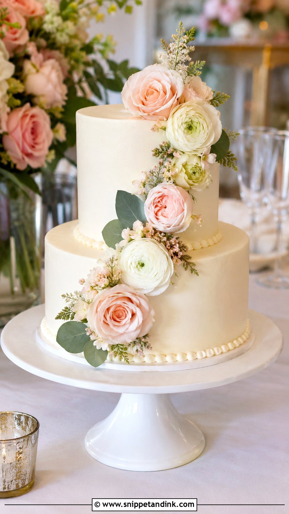 Two Tier Wedding Cake - Snippet and Ink - 20 Easy Wedding Cake Decorating Ideas