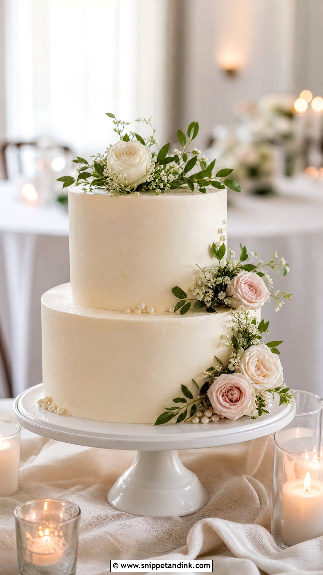 Two Tier Wedding Cake - Snippet and Ink - 30 Wedding Cake Ideas