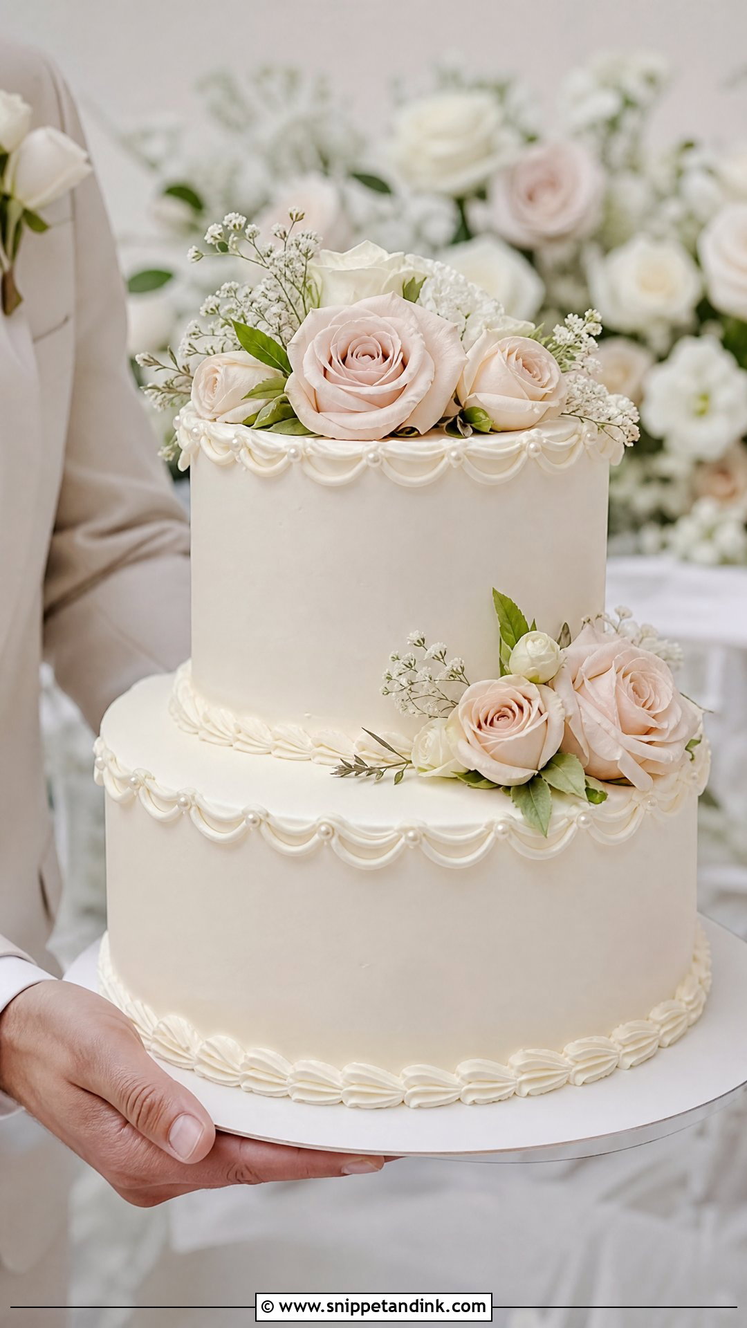 Two Tier Wedding Cake - Snippet and Ink - 20 Person Holding Cake Ideas for Wedding