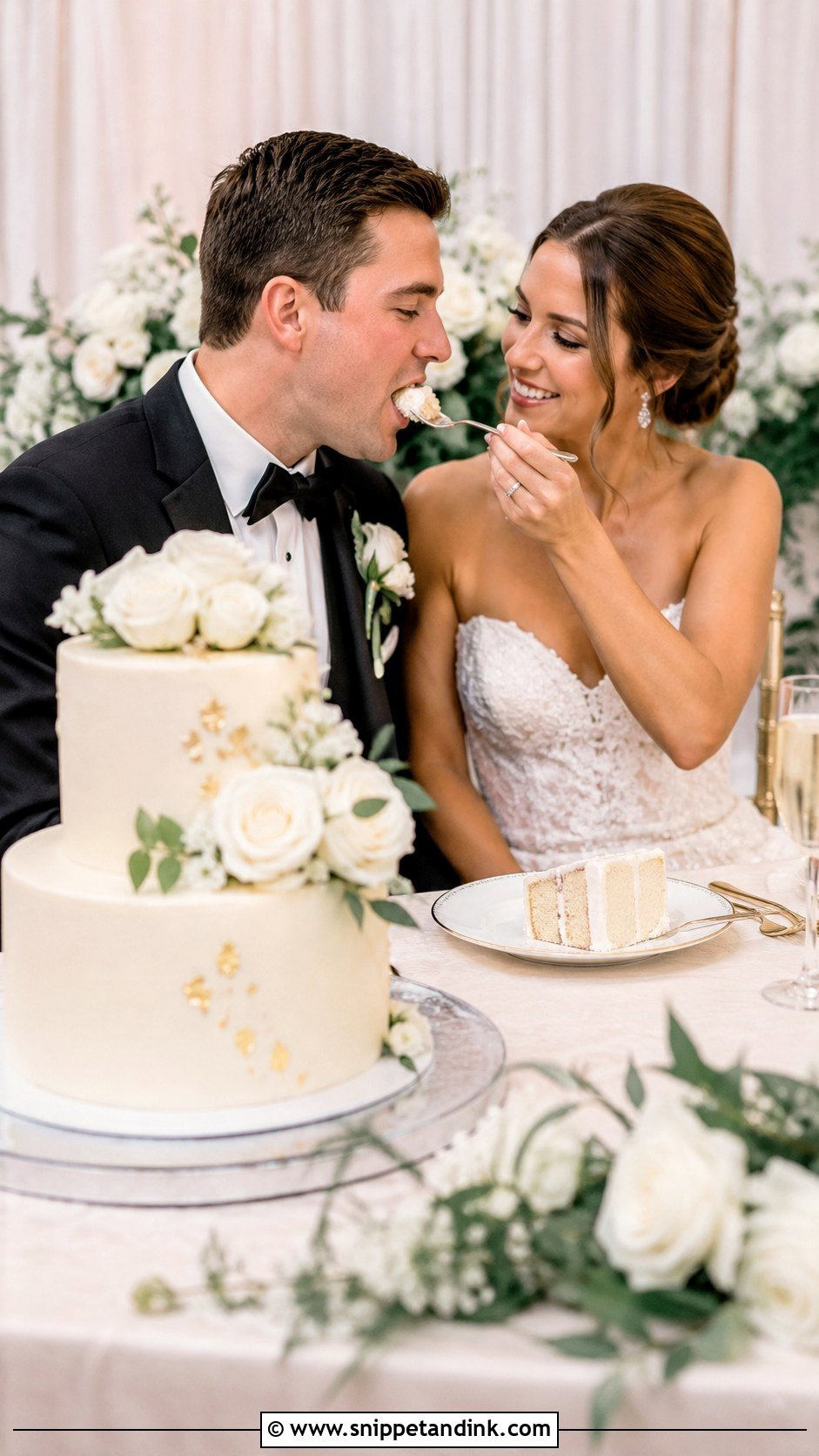 Two Tier Wedding Cake Feeding Photo - Snippet and Ink - 20 Cake Eating Photoshoot Ideas for Wedding