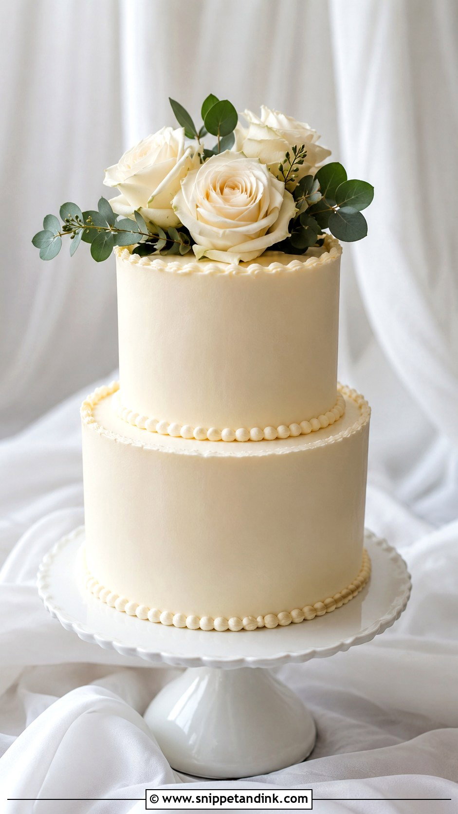 Two Tier Wedding Cake For 40 Guests - Snippet and Ink - 25 Wedding Cake Size Guide