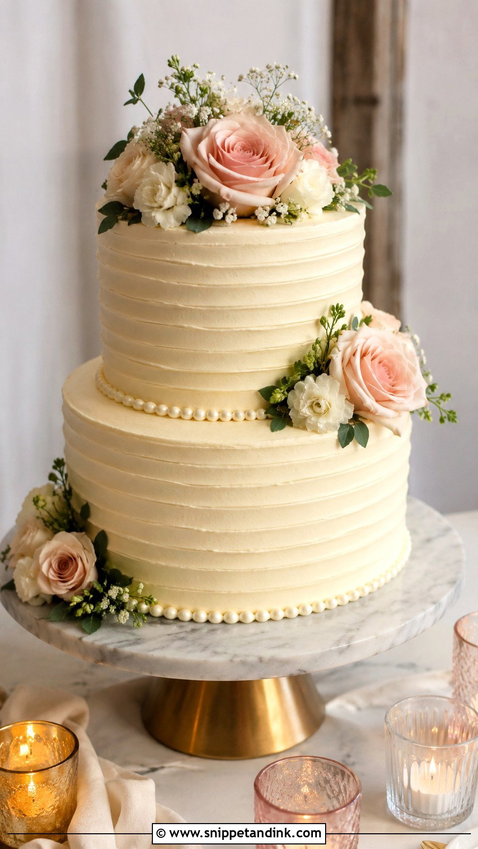 Two Tier Wedding Cake For 50 Guests - Snippet and Ink - 25 Wedding Cake Size Guide