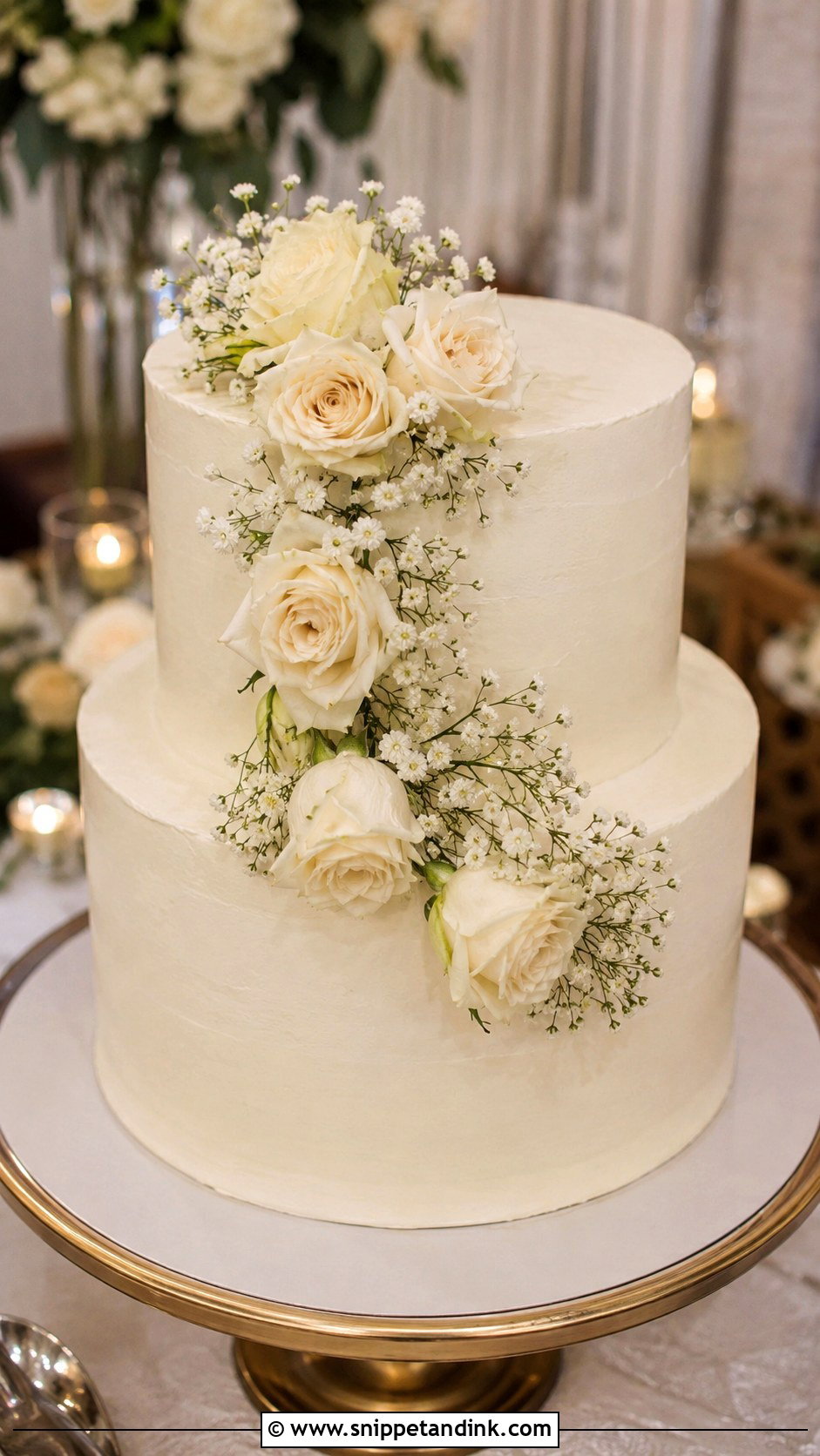 Two Tier Wedding Cake For 60 Guests - Snippet and Ink - 25 Wedding Cake Size Guide
