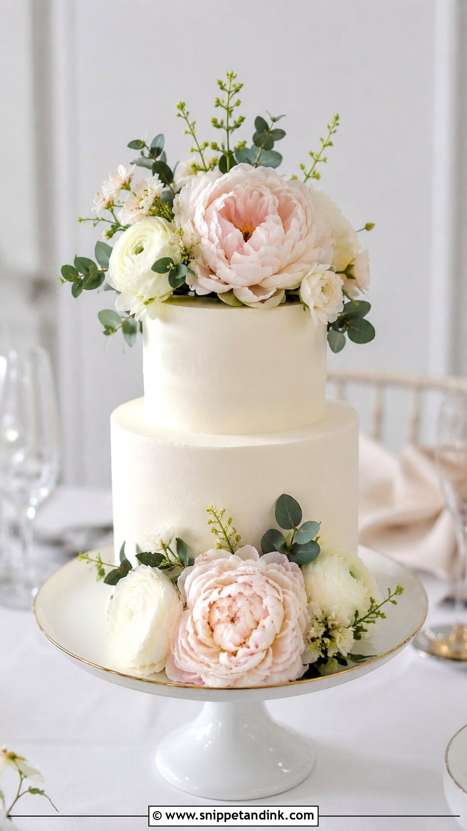 Two Tier Wedding Cake With Artificial Flowers - Snippet and Ink - 20 Wedding Cake Ideas with Artificial Flowers