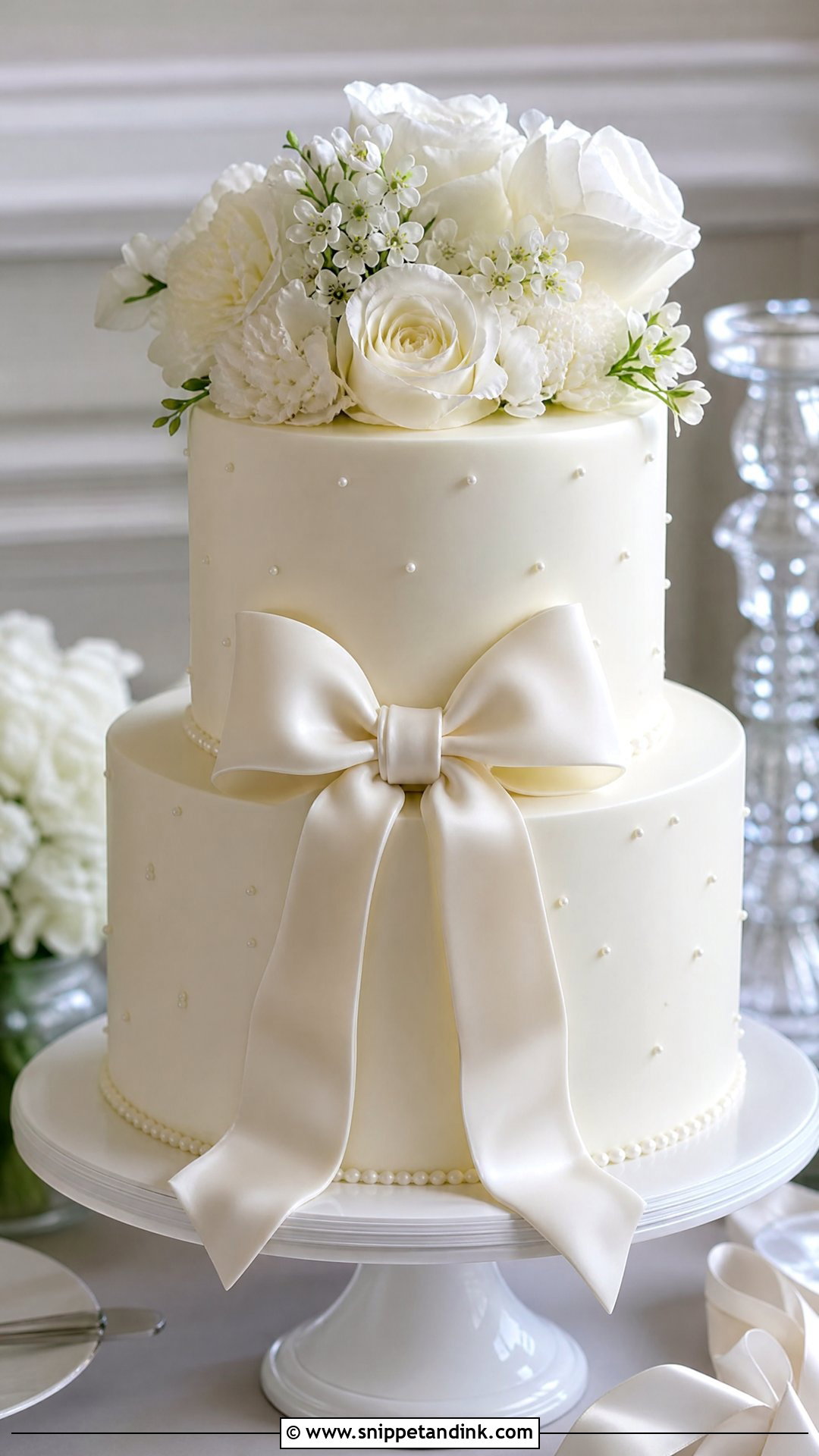 Two Tier Wedding Cake With Bows - Snippet and Ink - 25 Two Tier Wedding Cake Ideas