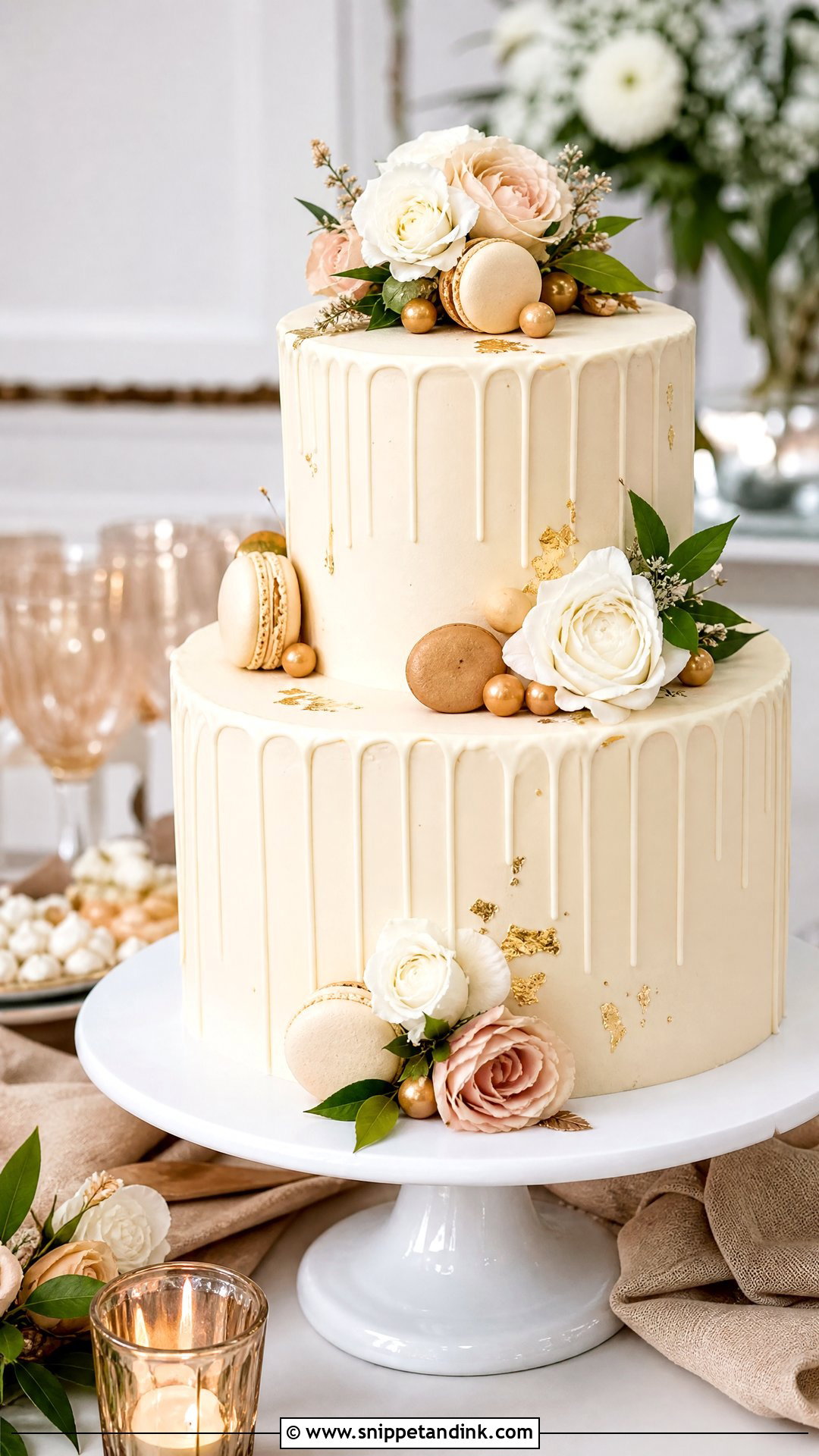 Two Tier Wedding Cake With Drip - Snippet and Ink - 25 Two Tier Wedding Cake Ideas
