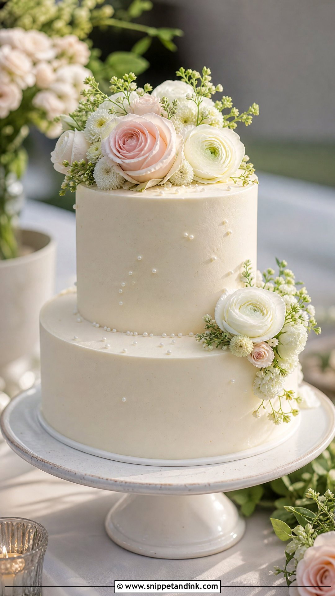 Two Tier Wedding Cake With Flowers - Snippet and Ink - 20 Tier Cake Designs for Wedding