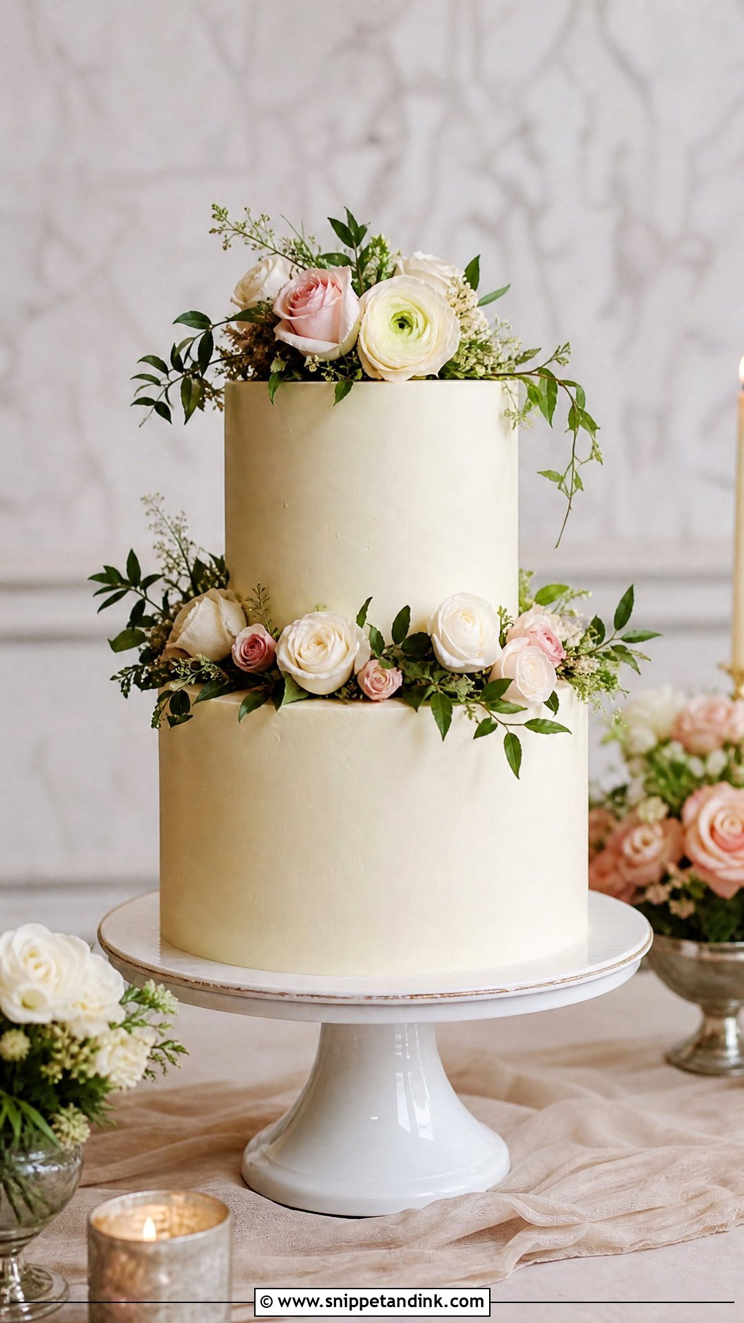 Two Tier Wedding Cake With Fresh Flowers - Snippet and Ink - 25 Cake Ideas with Fresh Flowers for Wedding
