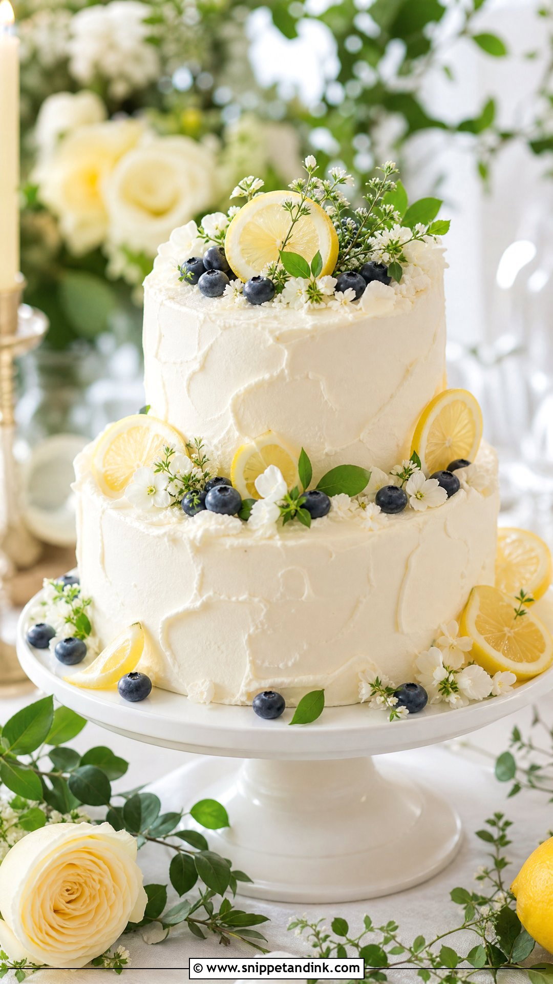 Two Tier Wedding Cake With Lemon - Snippet and Ink - 25 Two Tier Wedding Cake Ideas