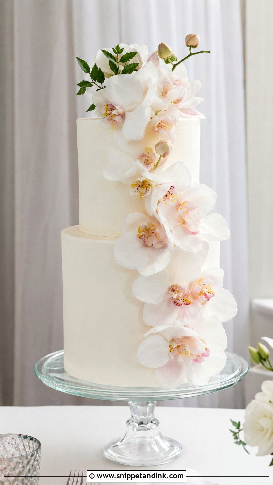 Two Tier Wedding Cake With Orchids - Snippet and Ink - 25 Two Tiered Wedding Cake Ideas with Flowers
