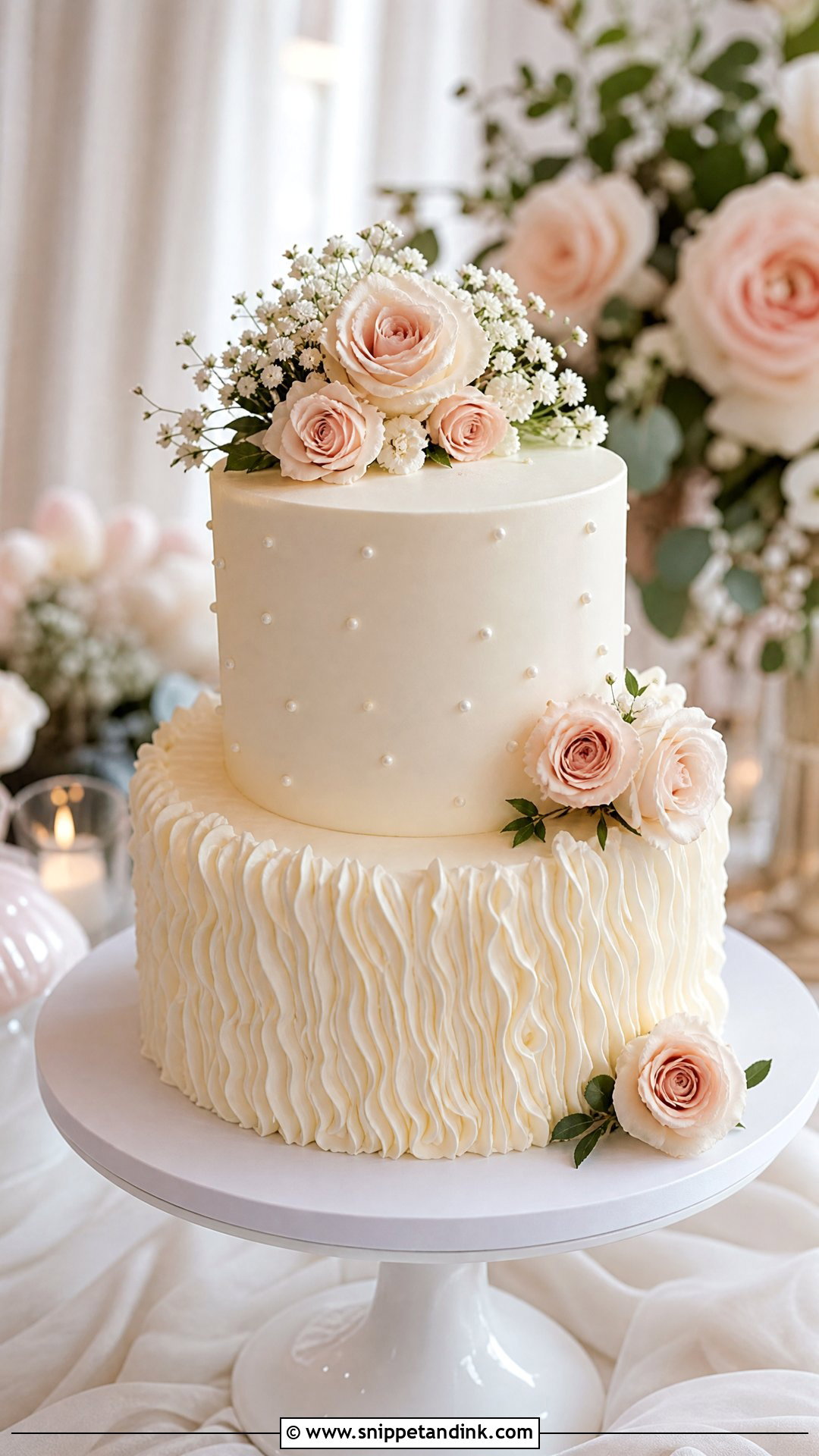 Two Tier Wedding Cake With Ruffles - Snippet and Ink - 25 Two Tier Wedding Cake Ideas