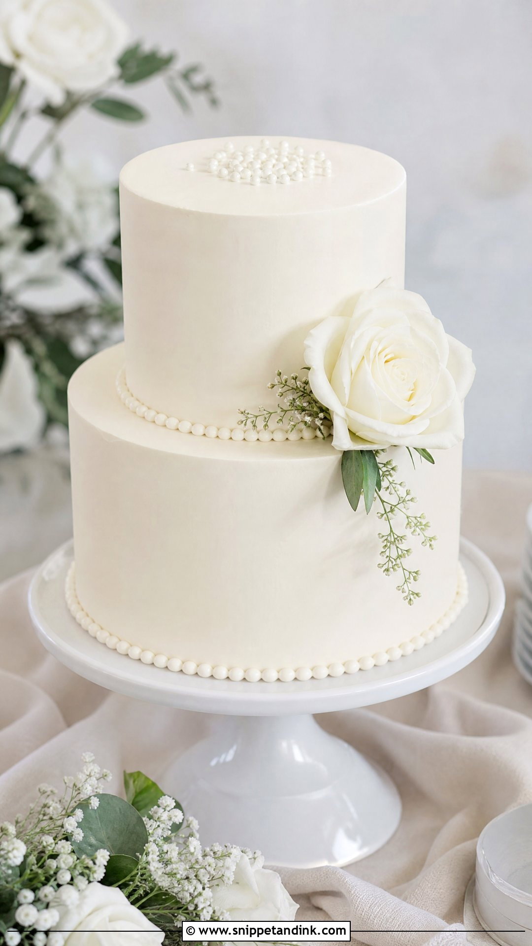 Two Tier Wedding Cake With Simple White Frosting - Snippet and Ink - 25 Two Tier Wedding Cake Ideas
