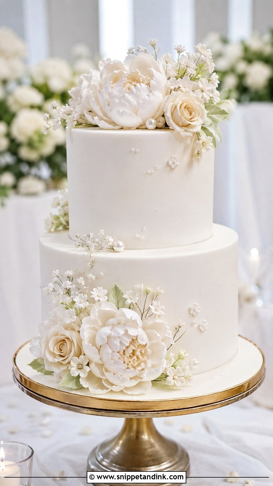 Two Tier Wedding Cake With Sugar Flowers - Snippet and Ink - 25 Two Tier Wedding Cake Ideas