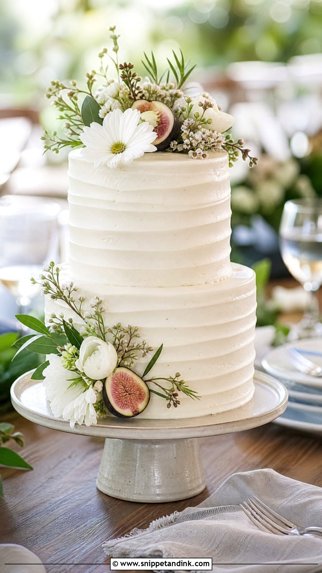 Two Tier Wedding Cake With Textured Buttercream - Snippet and Ink - 25 Two Tier Wedding Cake Ideas