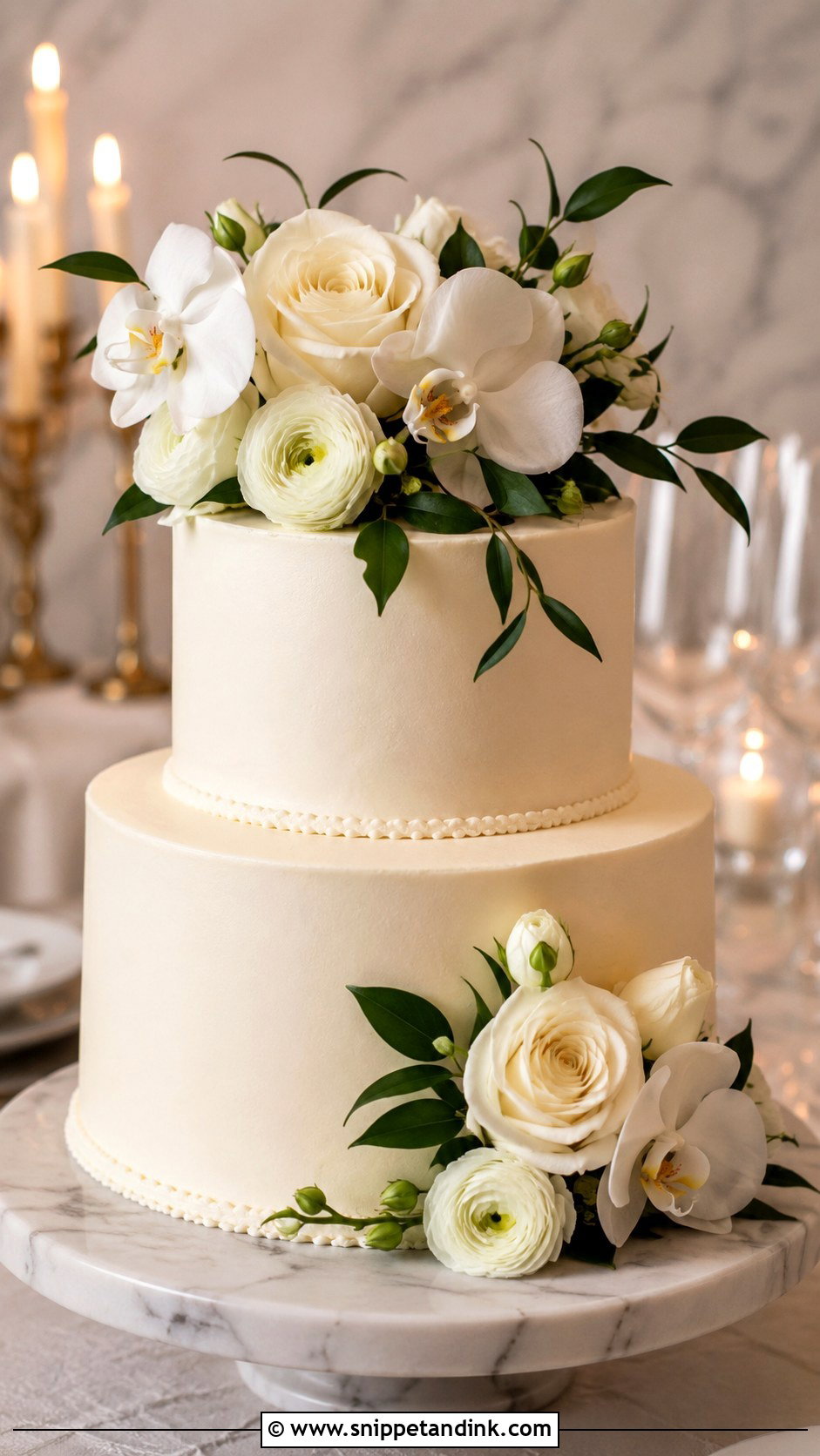 Two Tier Wedding Cake With White Flowers - Snippet and Ink - 25 Two Tiered Wedding Cake Ideas with Flowers