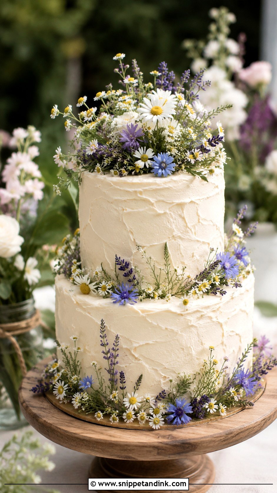 Two Tier Wedding Cake With Wildflowers - Snippet and Ink - 25 Two Tiered Wedding Cake Ideas with Flowers
