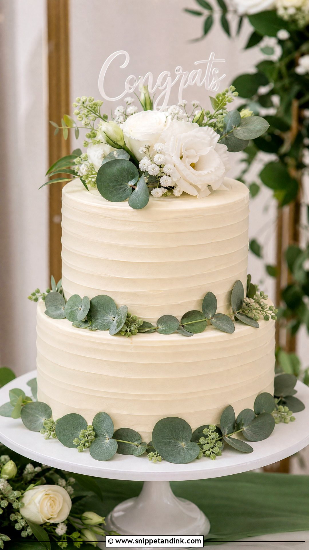 Two Tier Wedding Congrats Cake - Snippet and Ink - 30 Congrats Cake Ideas for Wedding