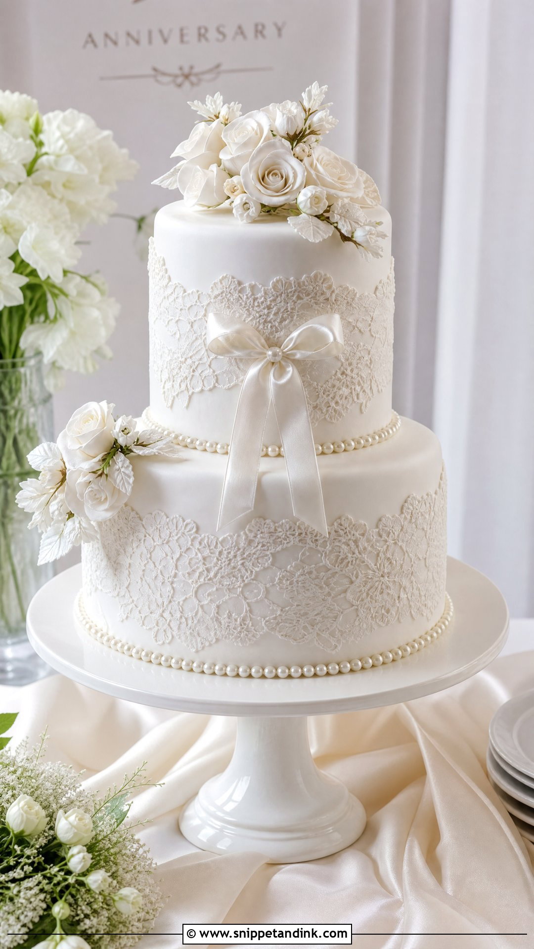 Two Tier White Anniversary Cake - Snippet and Ink - 20 Two Tier Anniversary Cake Ideas