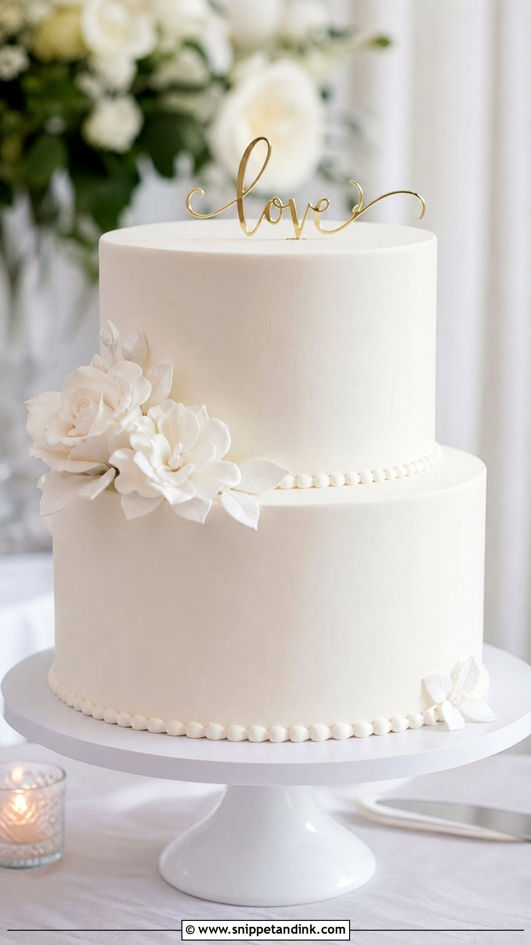 Two Tier White Wedding Cake - Snippet and Ink - 25 Double Tier Cake Design Ideas for Wedding