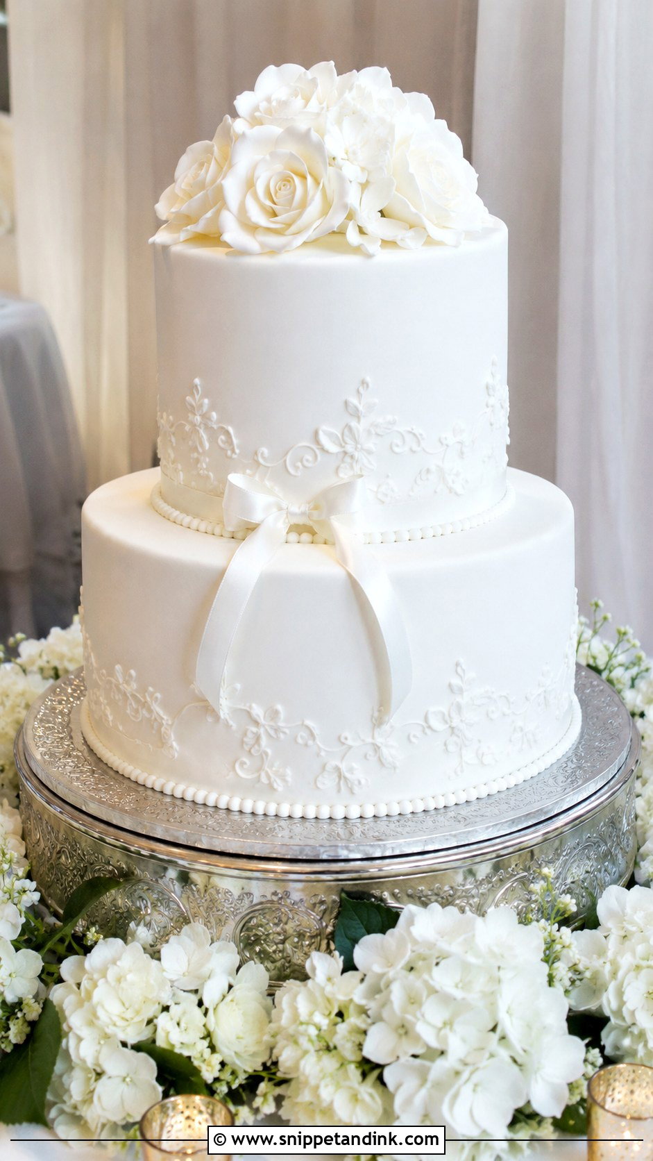 Two Tier White Wedding Cake - Snippet and Ink - 20 2 Step Wedding Cake Ideas