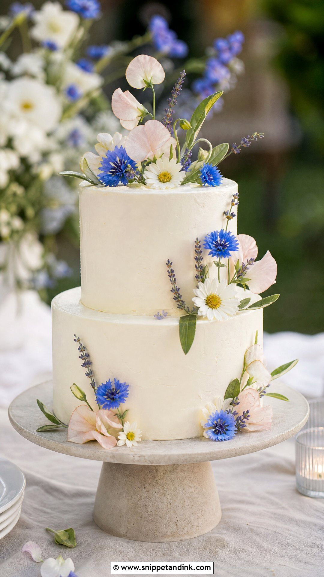 Two Tier Wildflower Wedding Cake - Snippet and Ink - 20 Wildflower Cakes for Wedding