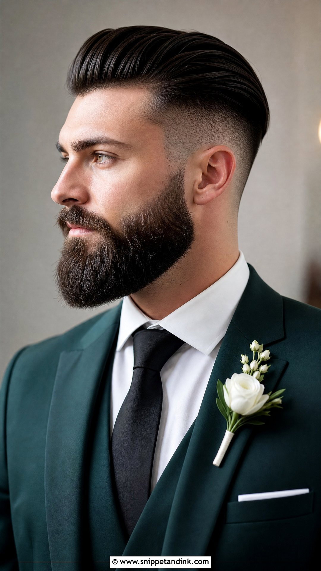 Undercut With Full Beard - Snippet and Ink - 20 Groom Hairstyle Men Wedding with Beard Ideas