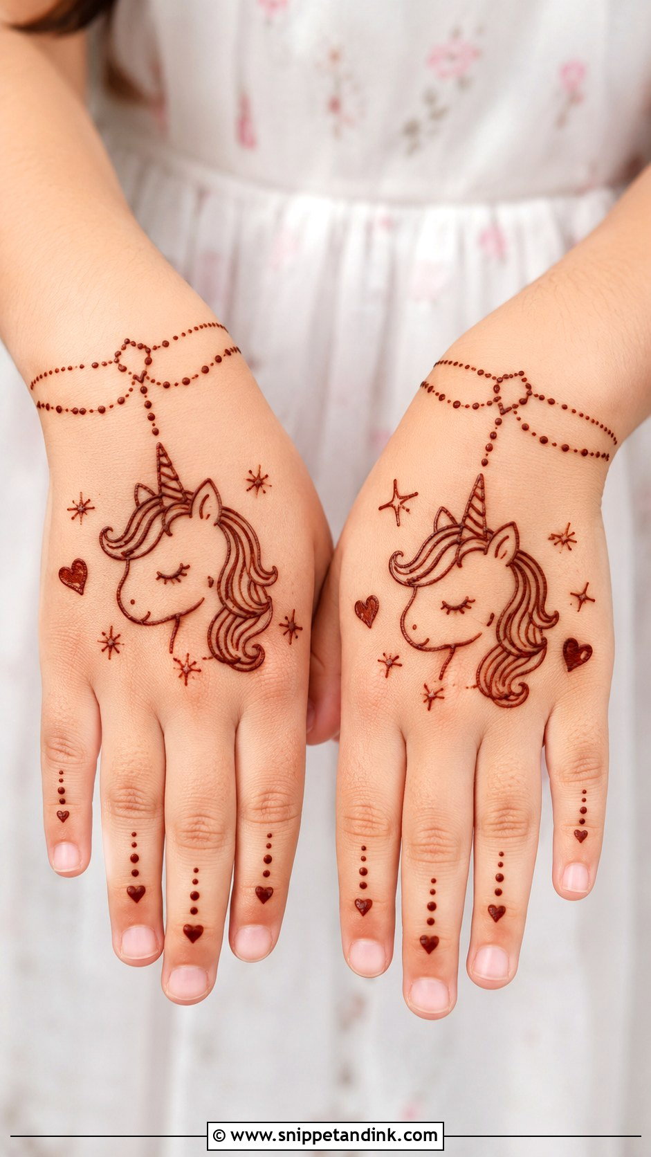 Unicorn Mehndi Design For Kids - Snippet and Ink - 30 Cute Mehndi Designs for Kids