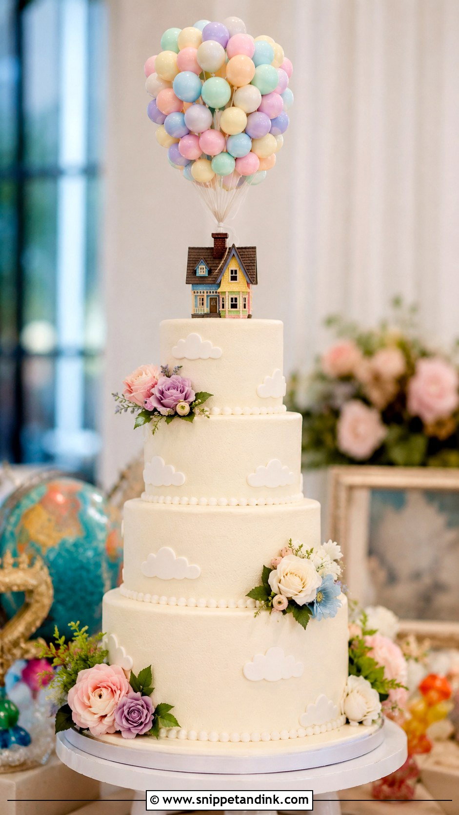 Up Balloon Wedding Cake - Snippet and Ink - 20 Disney Wedding Cake Ideas