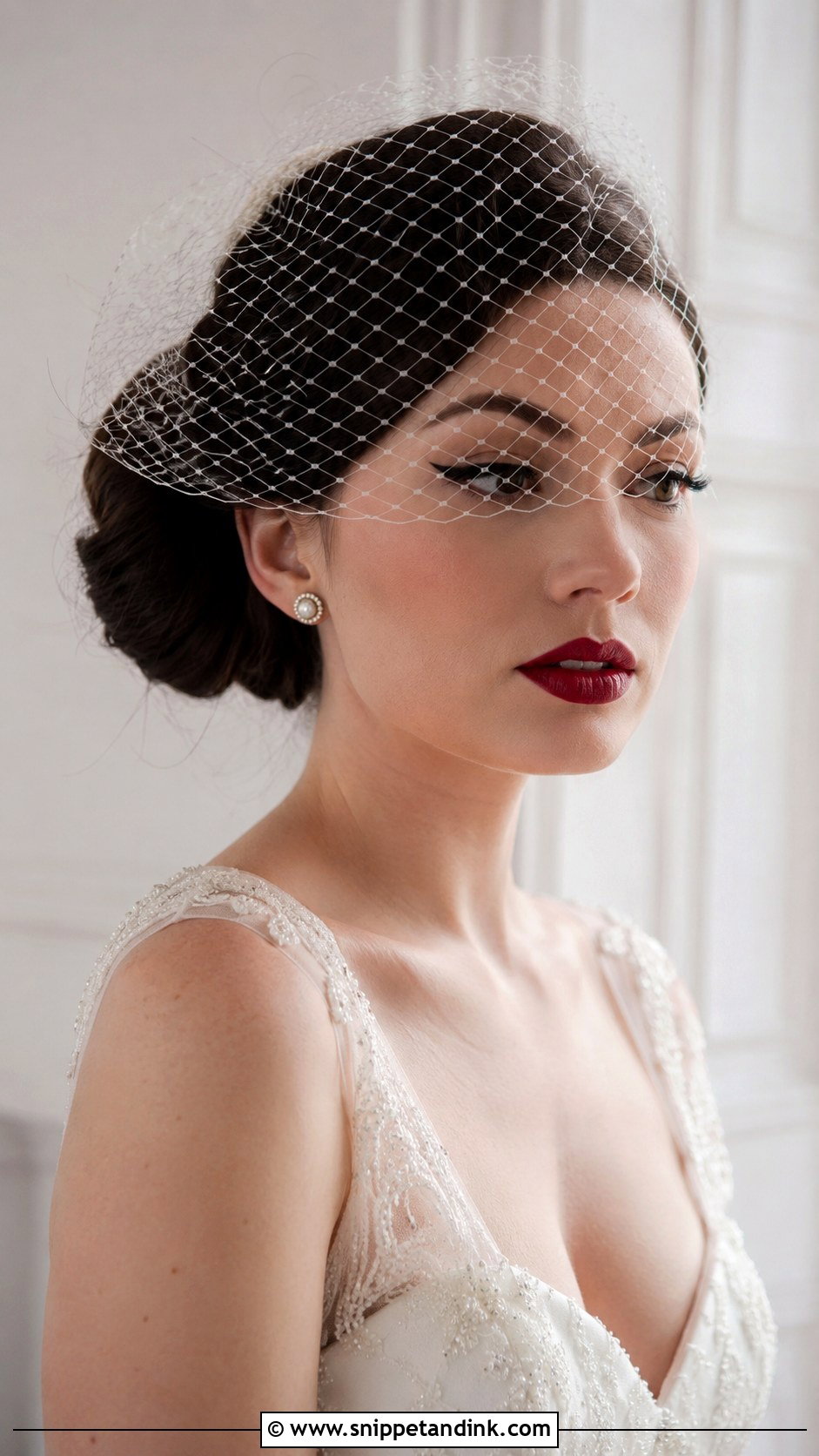 Updo With Birdcage Veil - Snippet and Ink - 25 Wedding Upstyles