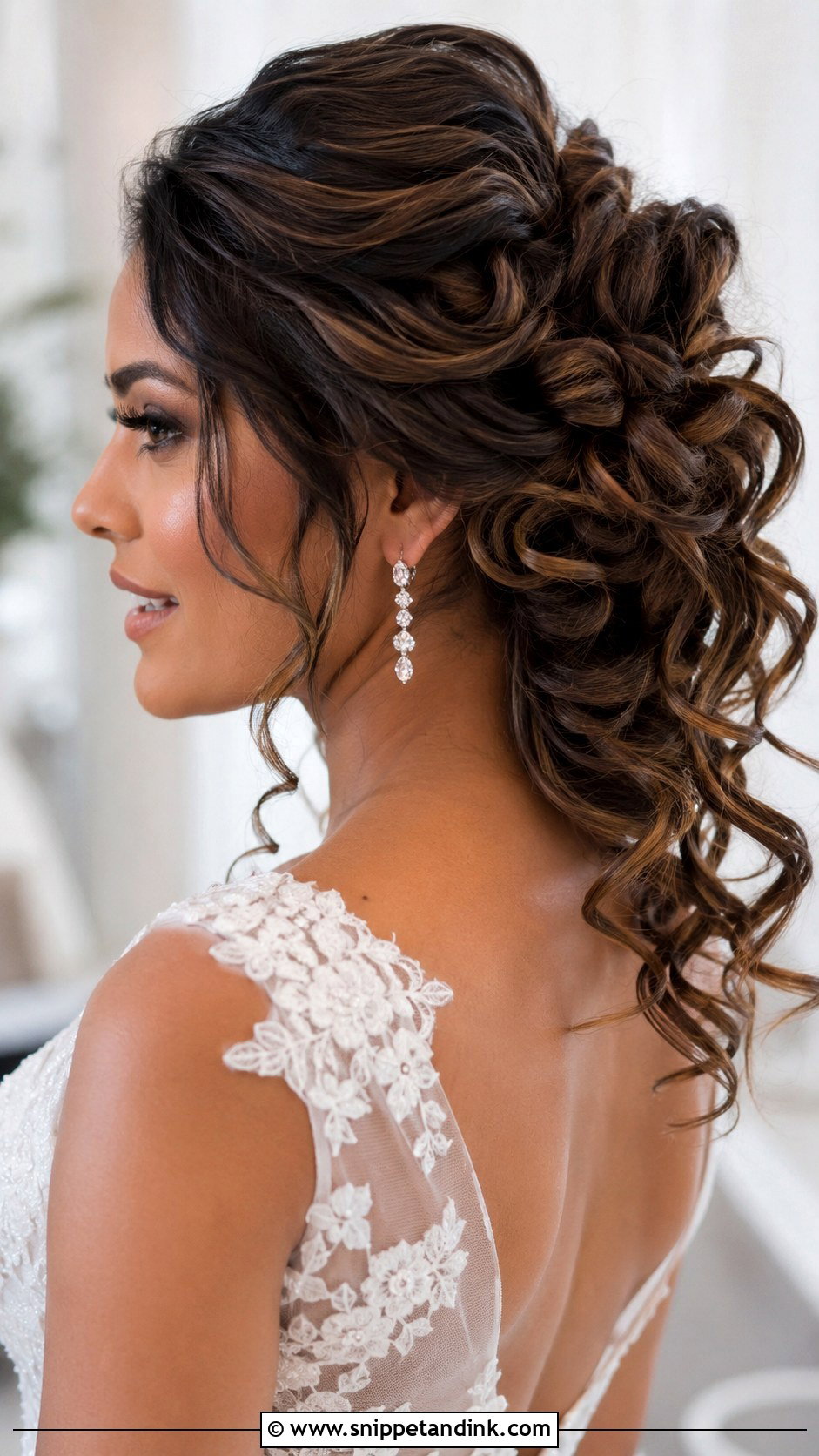 Updo With Cascading Curls - Snippet and Ink - 35 Bridal Updo Ideas