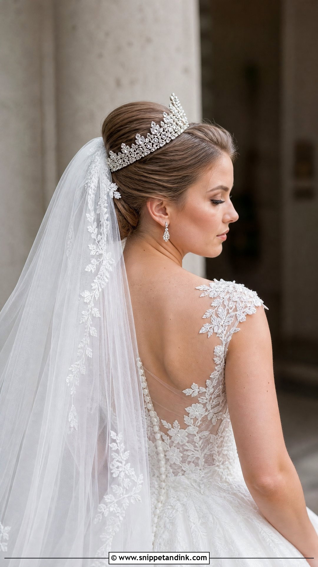Updo With Cathedral Veil and Crown - Snippet and Ink - 20 Bridal Hairstyle with Crown Ideas