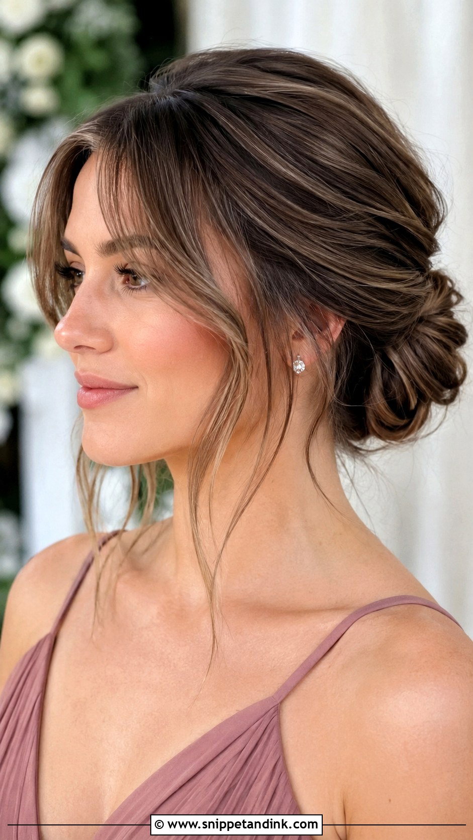 Updo With Curtain Bangs - Snippet and Ink - 20 Bridesmaid Updo Ideas