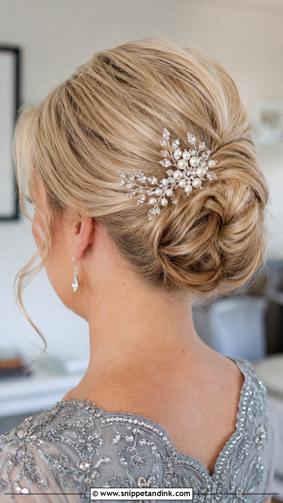 Updo With Decorative Hair Accessory for Mother of the Bride - Snippet and Ink - 20 Hair Styles for Mother of the Bride