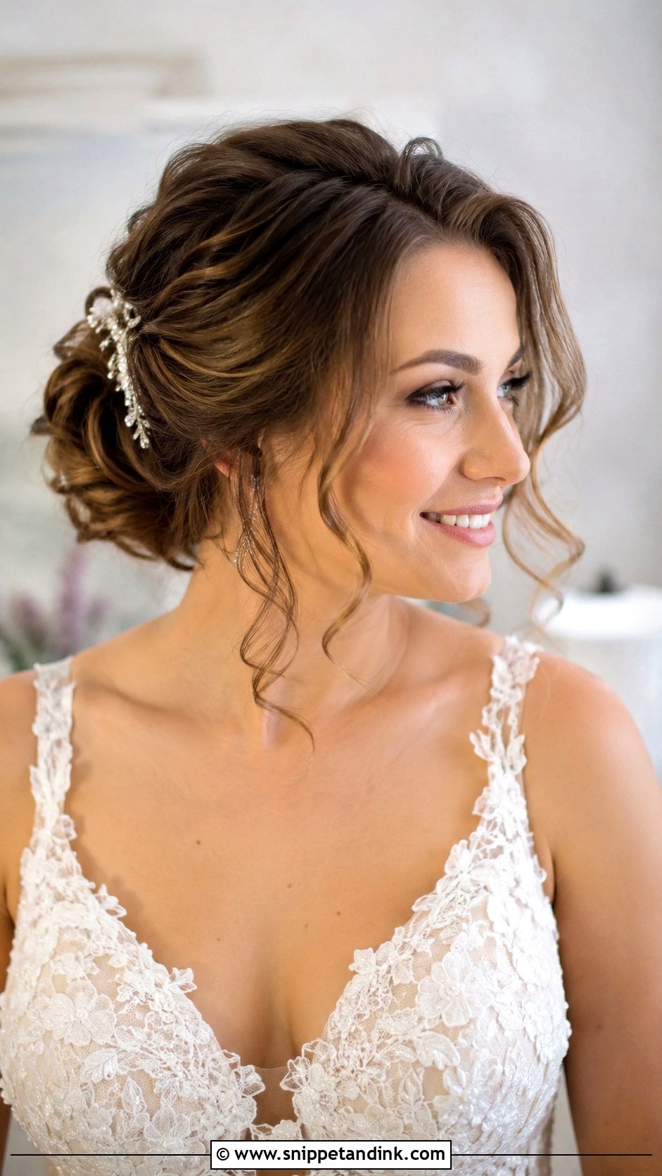 Updo With Face Framing Curls Wedding Hairstyle - Snippet and Ink - 35 Wedding Hairstyles