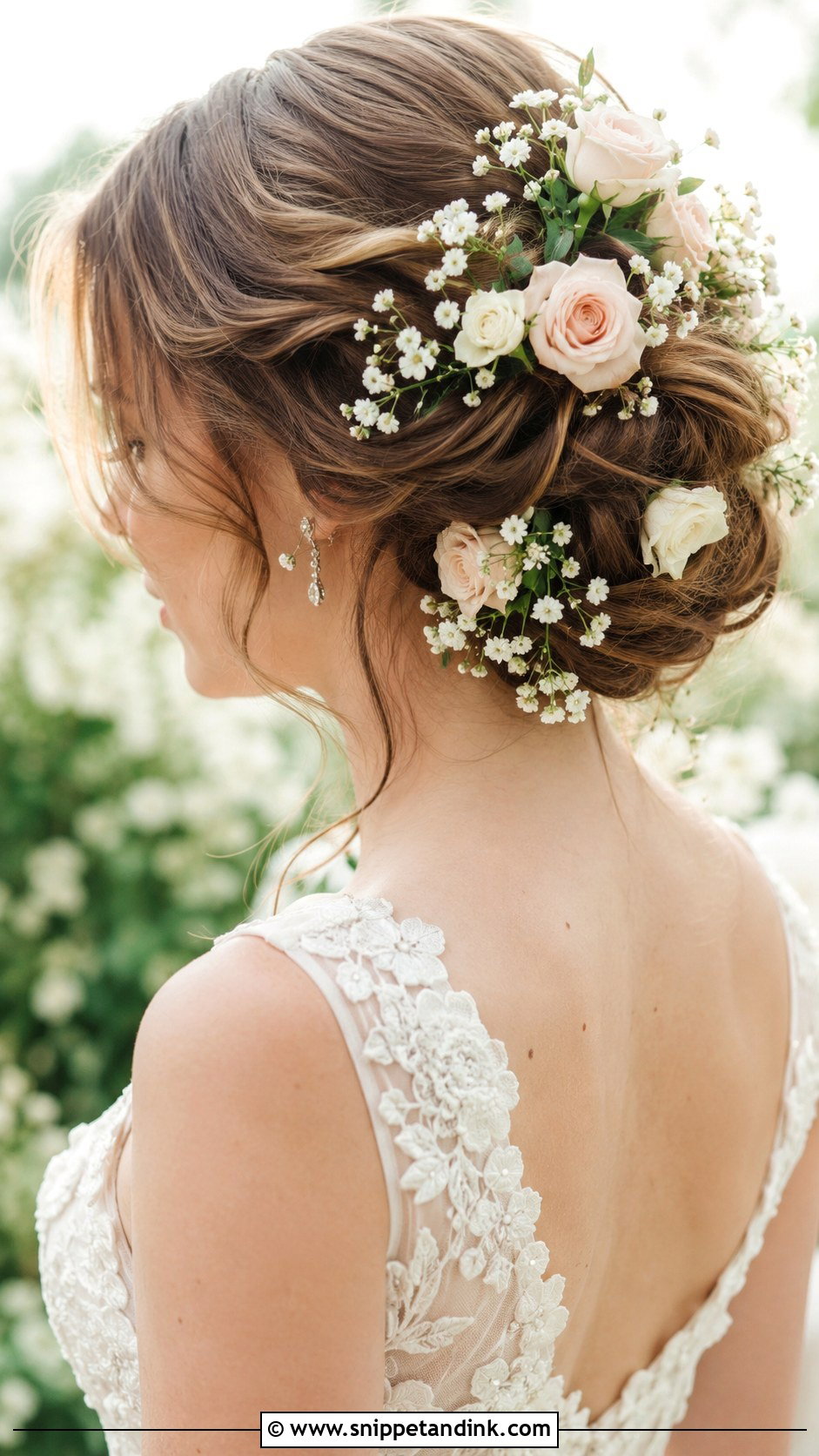 Updo With Fresh Flowers - Snippet and Ink - 25 Wedding Upstyles