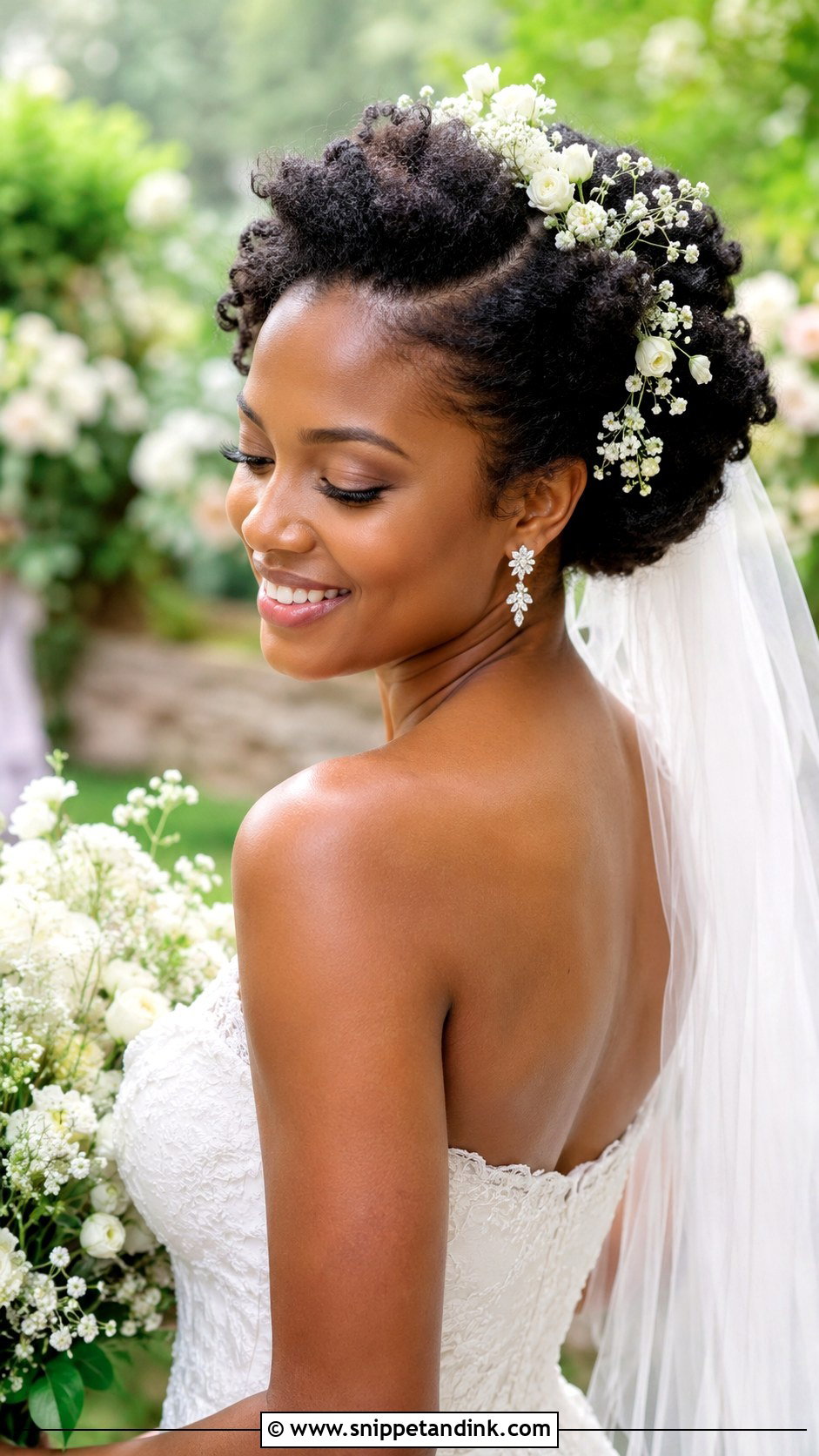 Updo With Fresh Flowers - Snippet and Ink - 20 Bridal Natural Hairstyles