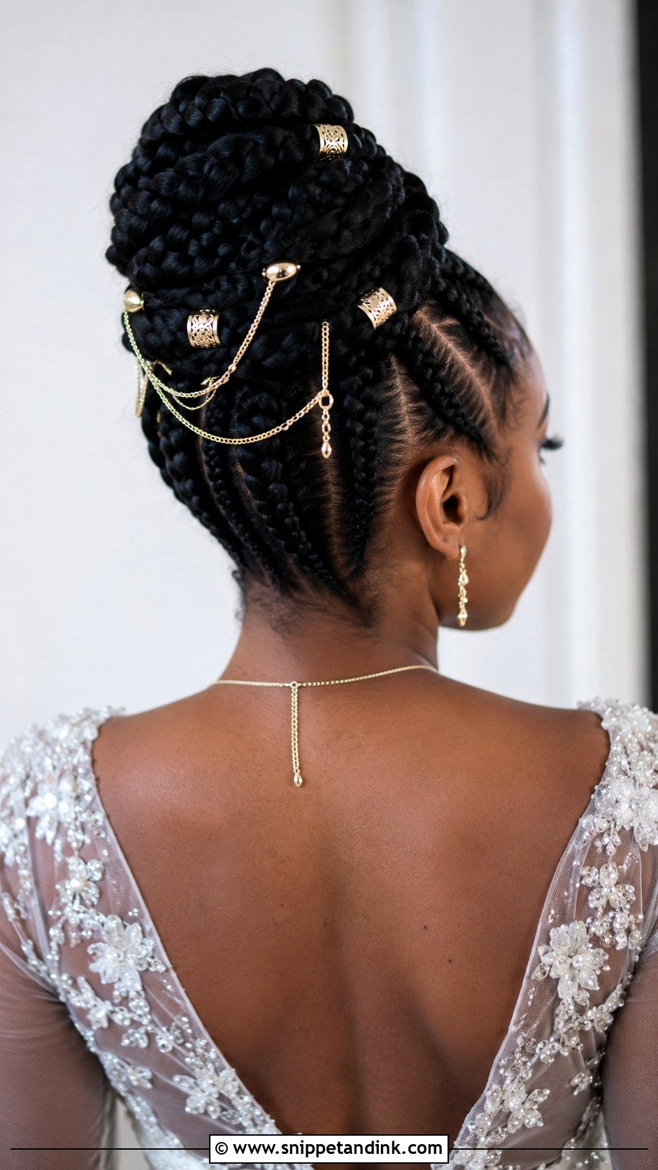 Updo With Gold Hair Accessories - Snippet and Ink - 20 Updo Wedding Hairstyles for Black Women