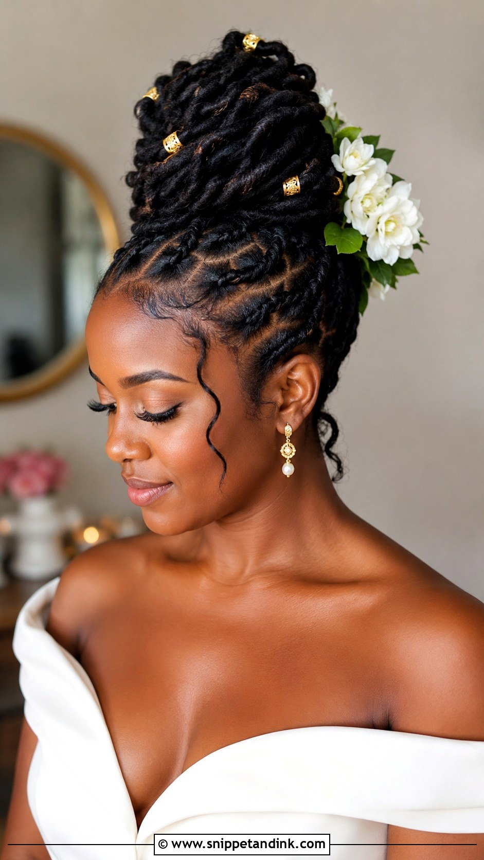 Updo With Locs for Brides - Snippet and Ink - 20 Updo Wedding Hairstyles for Black Women
