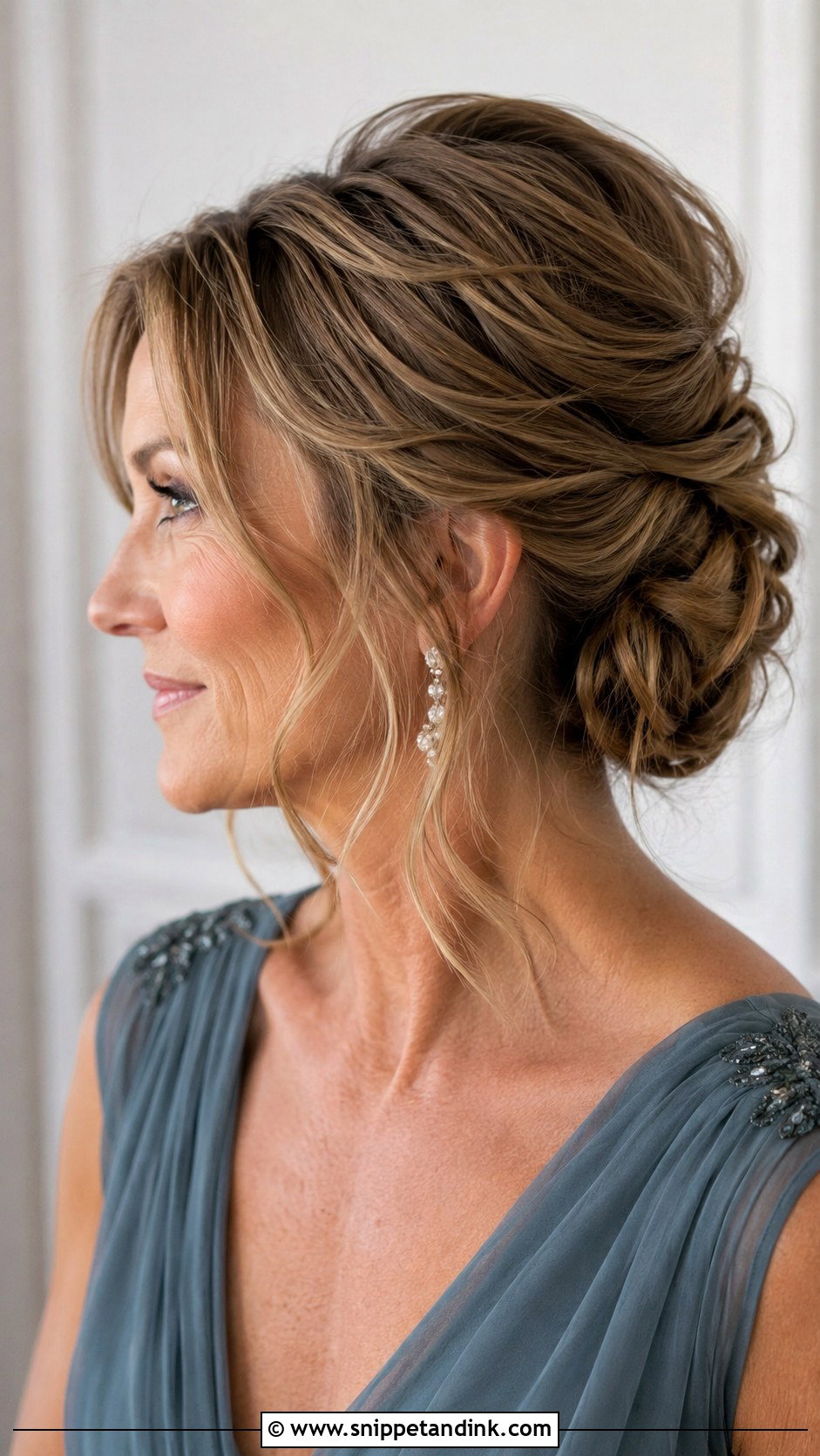 Updo With Loose Tendrils for Mother of the Bride - Snippet and Ink - 25 Wedding Hair for Mother of the Bride Ideas
