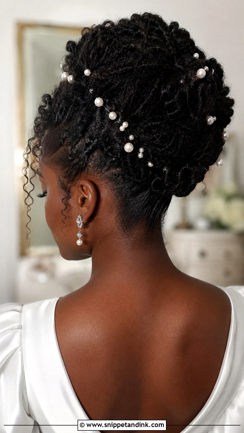 Updo With Pearl Hair Accessories - Snippet and Ink - 20 Updo Wedding Hairstyles for Black Women
