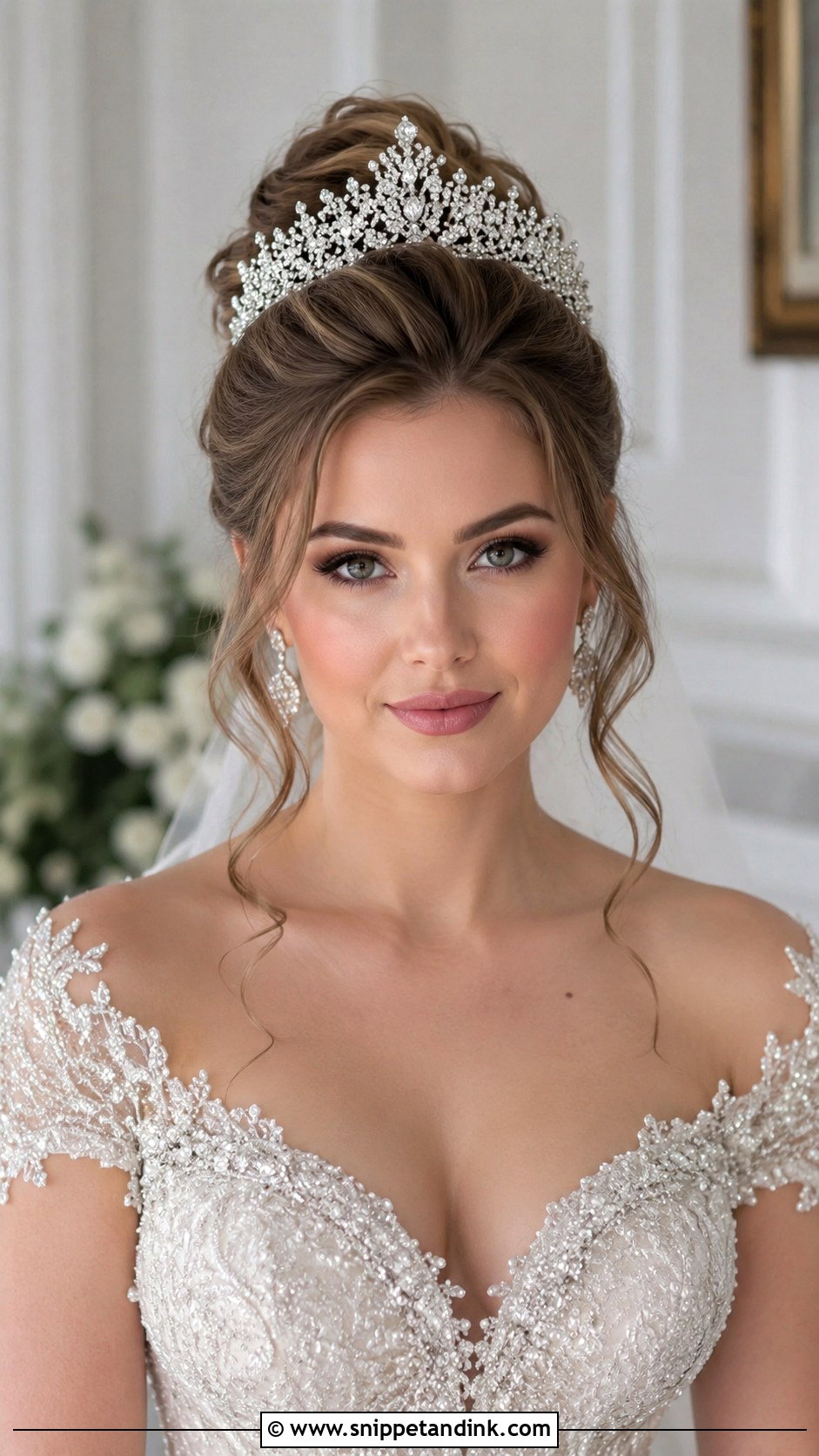 Updo With Statement Hair Accessory for Round Face - Snippet and Ink - 25 Wedding Hair for Round Face Ideas