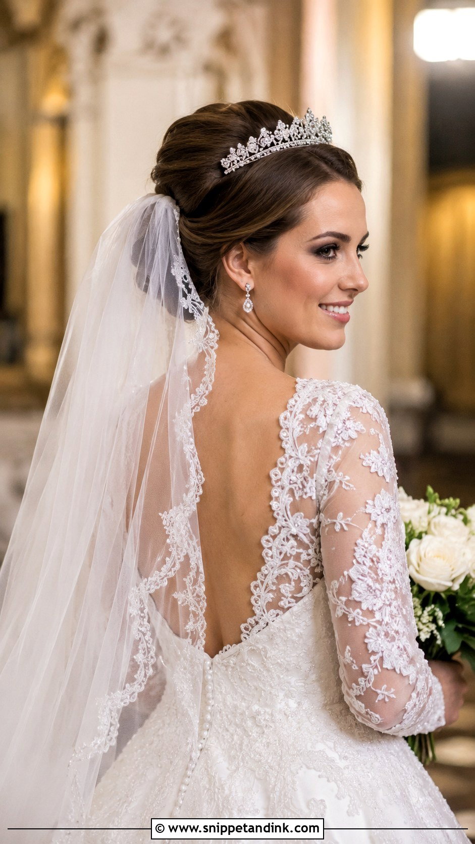 Updo With Veil and Tiara - Snippet and Ink - 25 Marriage Hairstyles