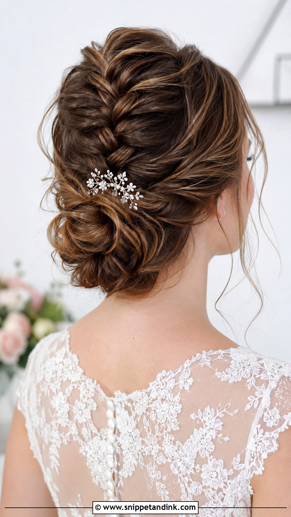 Upside Down Braided Bun - Snippet and Ink - 20 Easy Short Hair Updo Wedding Ideas