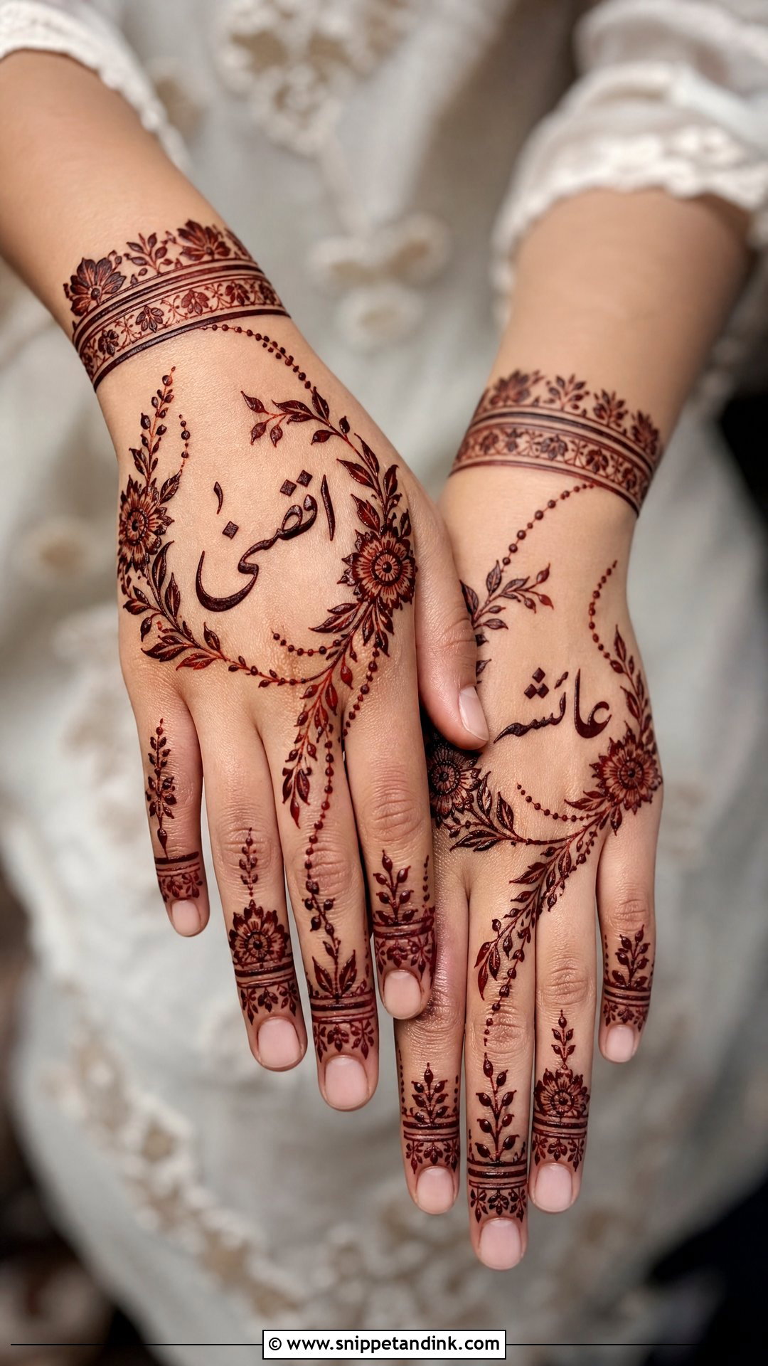 Urdu Name Back Hand Mehndi Design - Snippet and Ink - 25 Urdu Name Mehndi Design Ideas