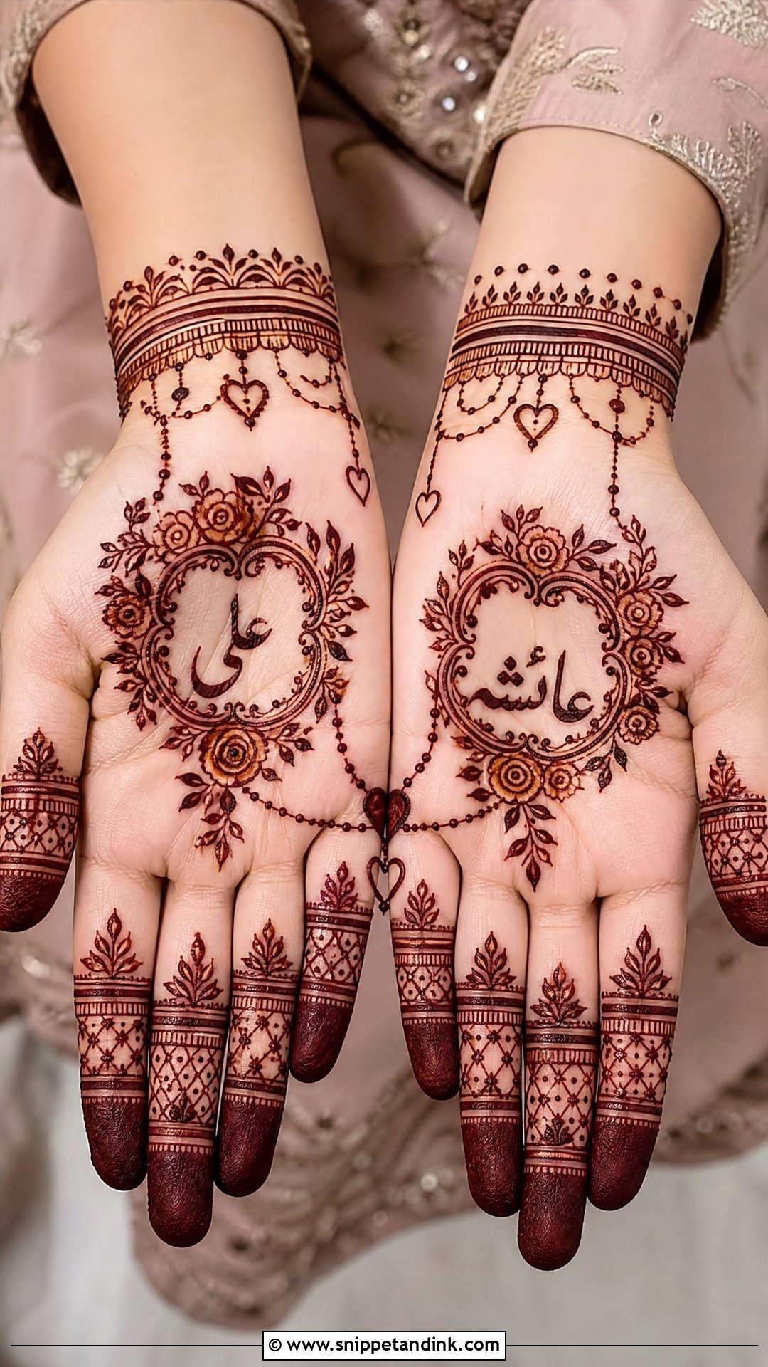 Urdu Name Couple Mehndi Design - Snippet and Ink - 25 Urdu Name Mehndi Design Ideas